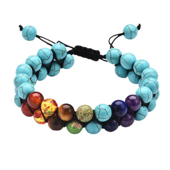 Beads Simple Fashionable Colorful Adjustable Double Braided Couple Stone Bracelet Stone Bracelet
