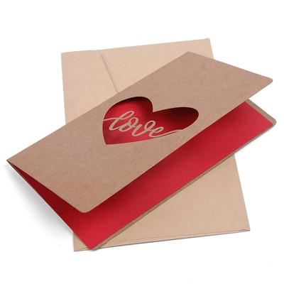 Rose Love Heart Hollowing Paper Card With Envelope Postcard Wedding Invitation Valentines Day Birthday Greeting Cards Gift Favor