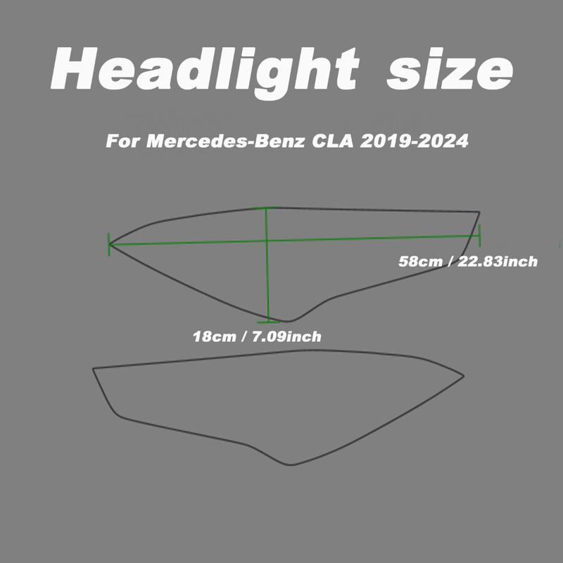 TPU Headlight Protector Film Black For Mercedes-Benz Cla-Class -2024 Transparent With tallation Tools Auto Accessories