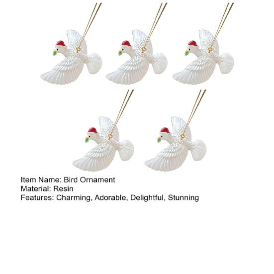 Peaceful White Flying Pigeon Ornament Resin Lifelike Hanging Bird Decoration for Christmas Tree Holiday Home Decor