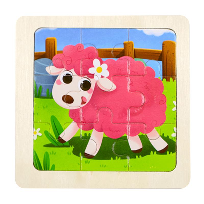 Small Children's 9-piece Wooden Plane Puzzle Cartoon Animation Puzzle Baby Educational Early Education Toy