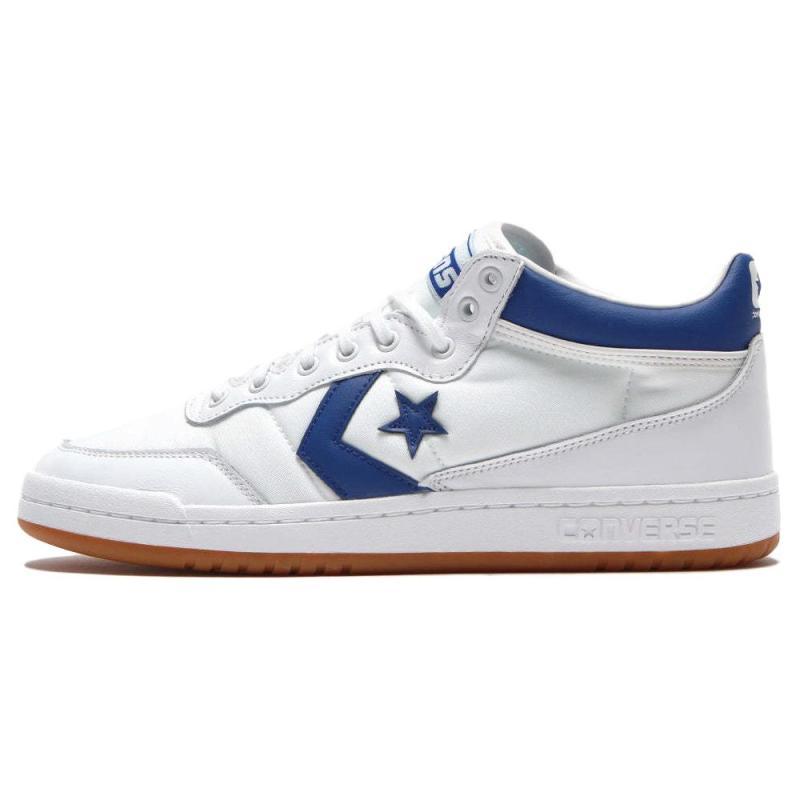 

Converse Fastbreak Leather Comfortable Non-Slip Shock Abrasion Resistant Mid-Top Board Shoes Unisex White Blue 38.5