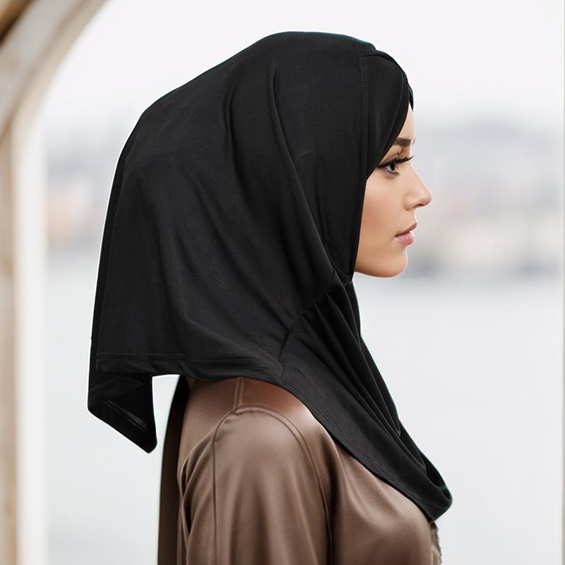 Crossed Forehead Muslim Instant Hijab Women Cotton Hijab Solid Color Crinkle Turban Soft Cotton Hemp Hijab Underscarf Cover Chin