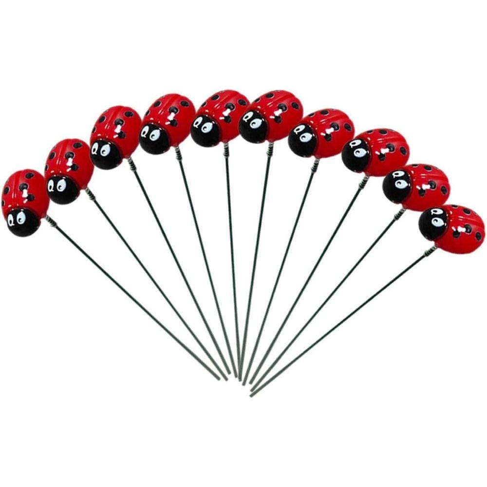10PCS Plug-In Small Insects Stakes Rust-proof Lawn Stake Ladybug Sign Ladybug Stakes  Office