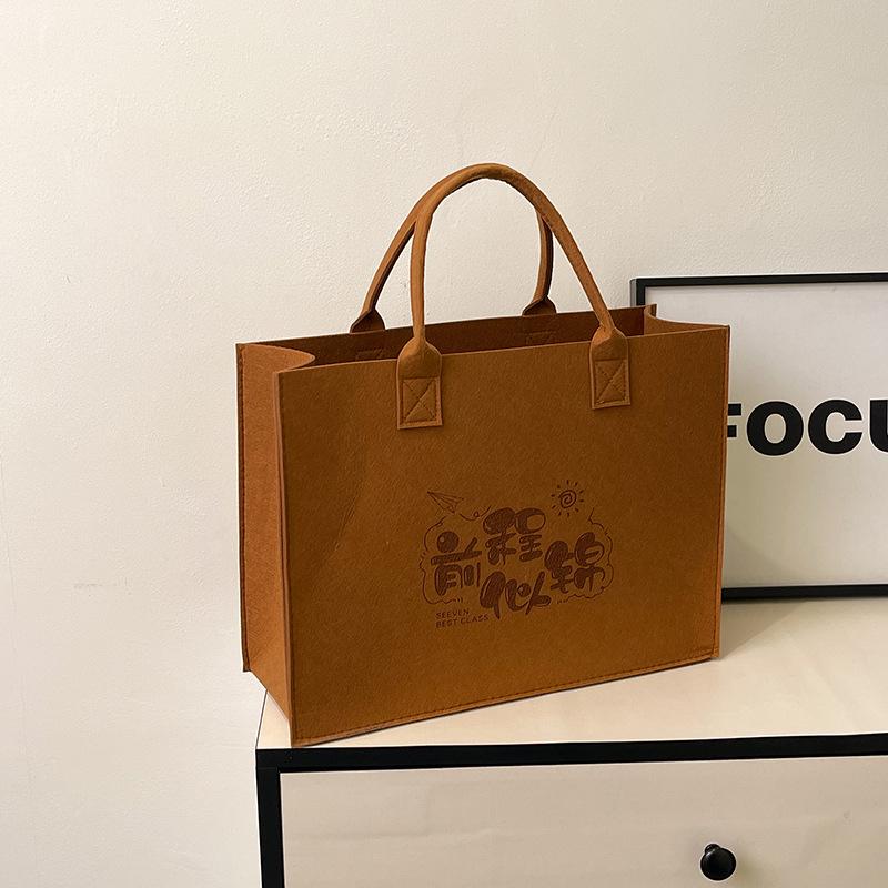 Eco-Friendly Logo Print Large Capacity Felt Tote Bag with Pattern