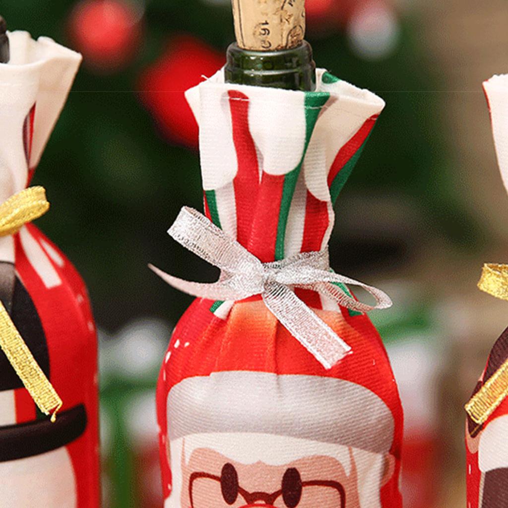 Champagne Bottle Cover Reusable holiday party Santa Claus Snowman Elk Xmas Ornaments Merry Christma Dinner Table Decor