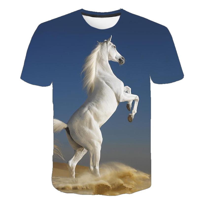 Summer Fashion Horse Animal 3D Print T-Shirts Streetwear Men Casual Oversized O-Neck Short Sleeved Tops Clothing