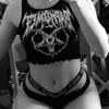 Gothic Knitted Punk Black Tank Tops Mall Goth Grunge Goat Print Harajuku Women Crop Tops