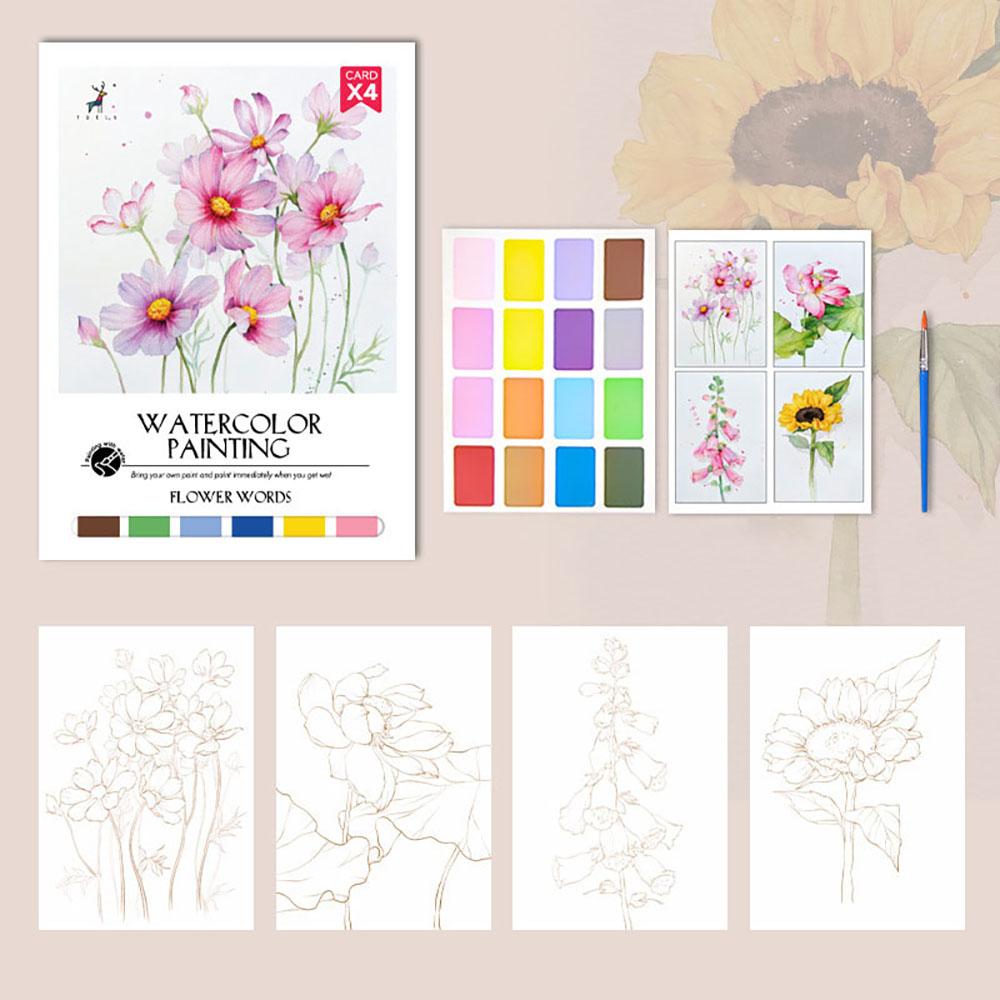 Watercolor Coloring Notebook, Drawing Paper, Coloring Drawing Notebook, DIY Decompression Drawing Notebook