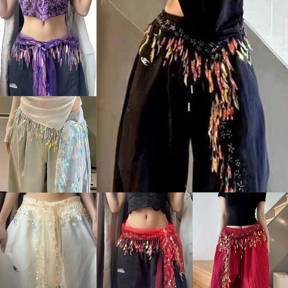 Adjustable Hip-hop Scarf Triangular Scarf Sequin Waistband Jazz Dance Scarf Dance Performance
