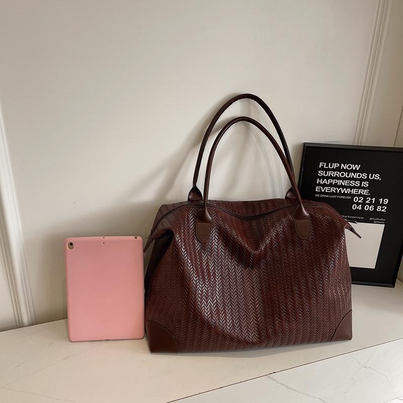 Vintage Tote Bag PU Large Capacity Shoulder Bag Women's Travel Bag