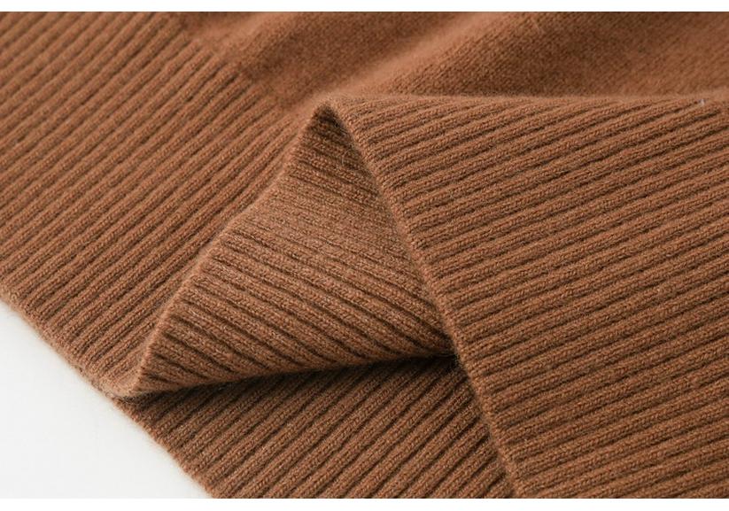 Women's Urban Style Pure Cashmere Slim-Fit Winter Knit Sweater with Half-High Neck