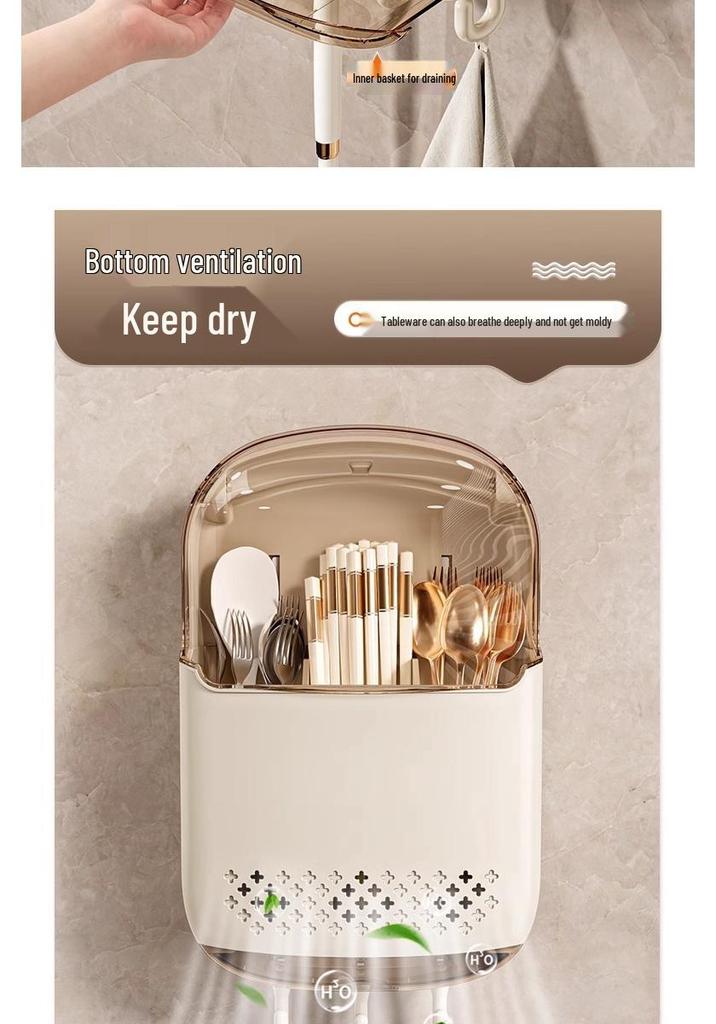 Qiao Feng 2025 Wall-Mounted Chopstick and Spoon Holder - Kitchen Storage Rack