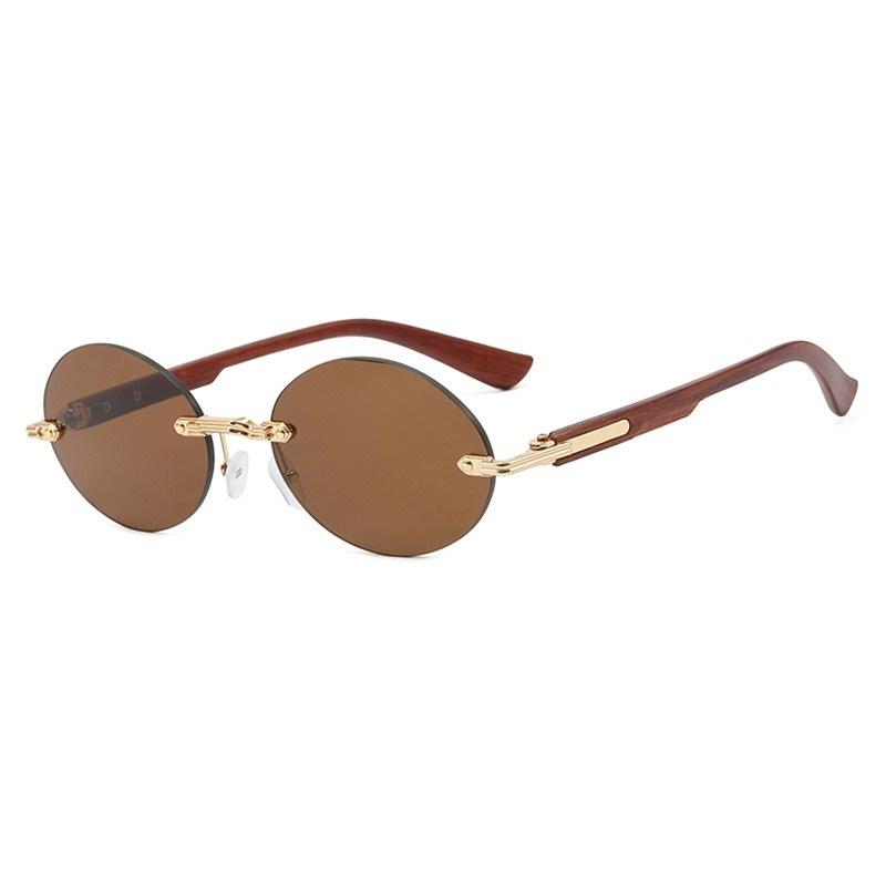 Retro Rimless Sunglasses Women Men Wooden Vintage Pattern Luxury Brand Sun Glasses Fashion Shades Female UV400 Travel Outdoor