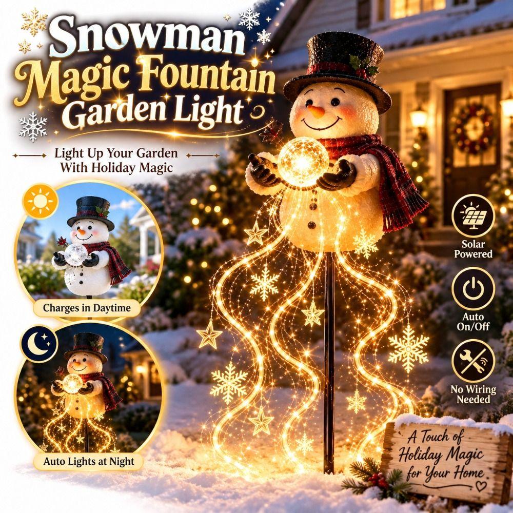 Solar Powered Snowman Magic Fountain Garden Light Christmas Garden Stake Light Christmas Decor