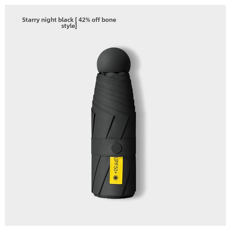 Portable Women's Sun Protection Umbrella - Mini Black Capsule Design