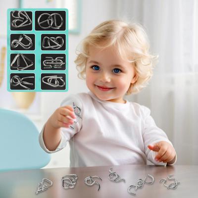 Sets Metal Puzzle Ring Brain Teaser 3D Wire Puzzle Game