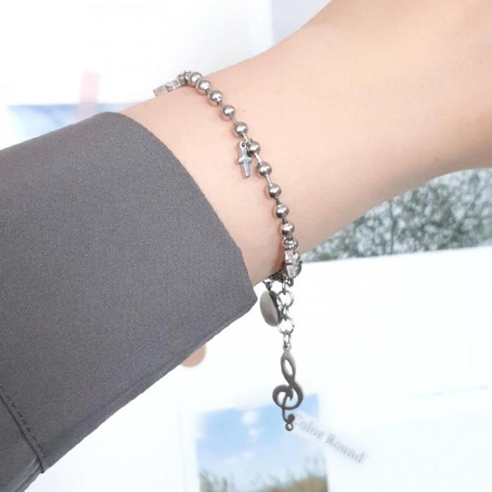 Ball Chain Melody & Smile Surgical Steel Bracelet (S8575315)