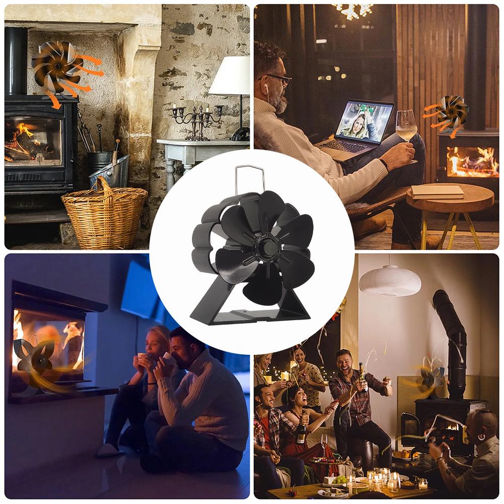 6 Blades Mini Fireplace Fan Heat Powered Stove Fan Wood Log Burner Eco Quiet Energy Saving Heater Home Efficient Heat Distribute