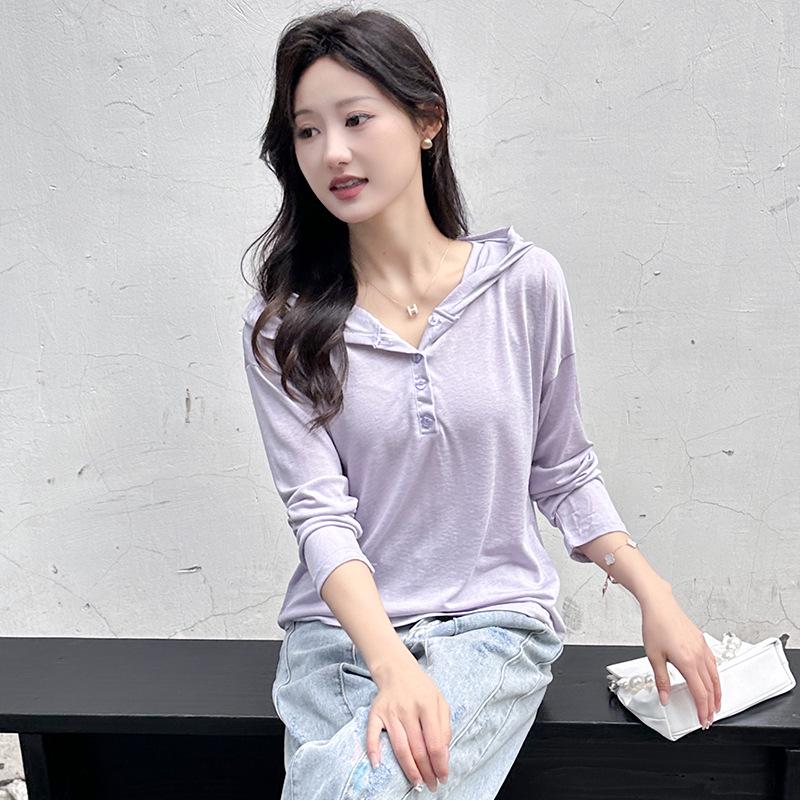 

Летний свободный трикотажный топ Tencel с капюшоном и защитой от солнца, с длинными рукавами L (121-143 lbs)