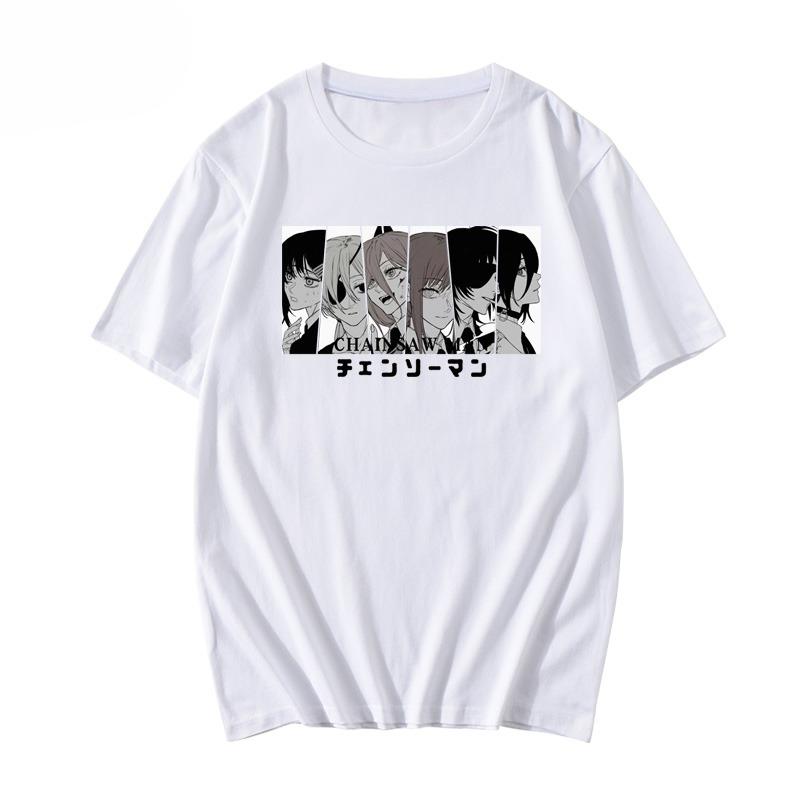 Summer 100 Cotton Unisexs TShirt Chainsaw Unisex Anime Clash Bochita ShortSleeve Print Unisex Couple Loose ShortSleeve Top 4XL