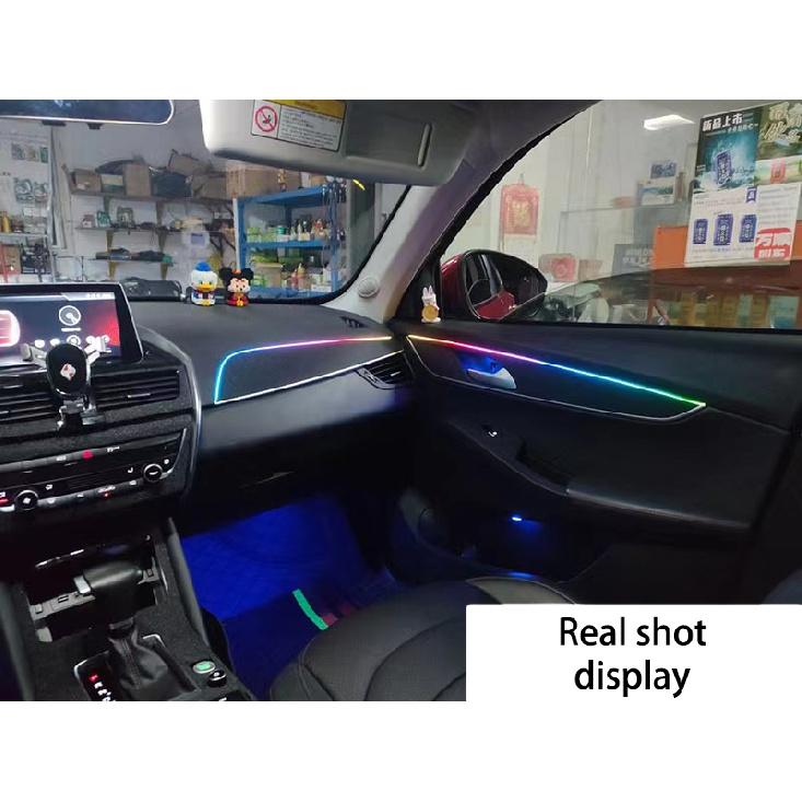 Universal Hide Light Bar Car LED Ambient Light 64 RGB Color Car Interior Acrylic Light Guide Decoration Atmosphere Light 18in 1 Neon Lights 4