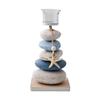 1pc Mediterranean-Style Stone Candlesticks, Decorative Ornaments, Handcrafted Wooden Starfish Display Tables For Birthday Gifts