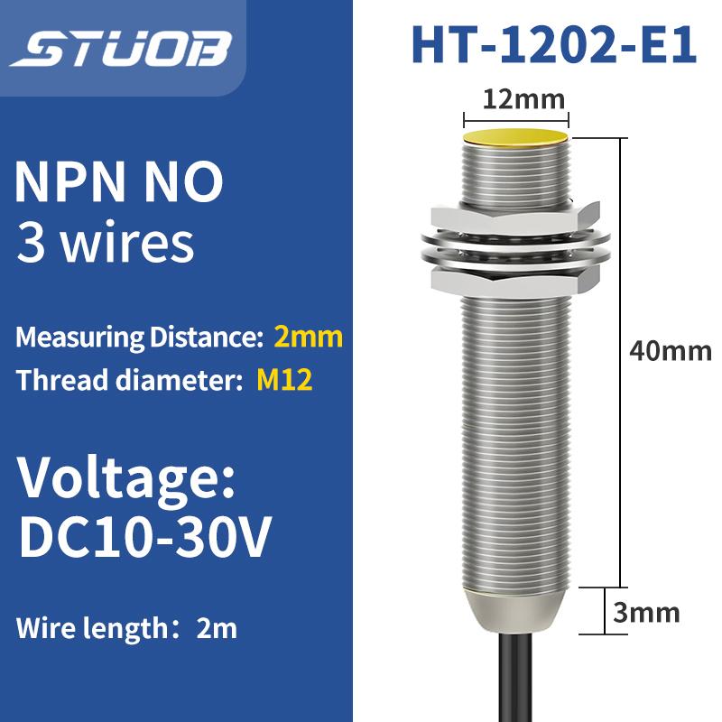 M12 3 Wire Inductive Proximity Sensor DC10-30V NPN PNP NO NC 2m Cable Metal Switch
