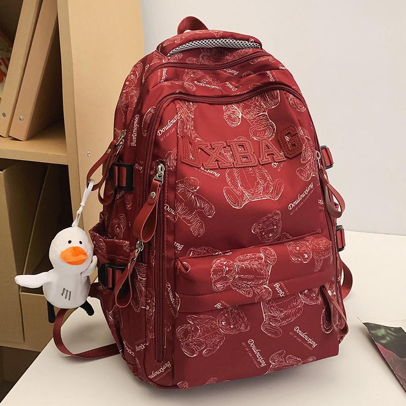 College Students  Girls  High School Students  Burgundy Large Capacity Male Backpack  Junior High School Students  Backpack