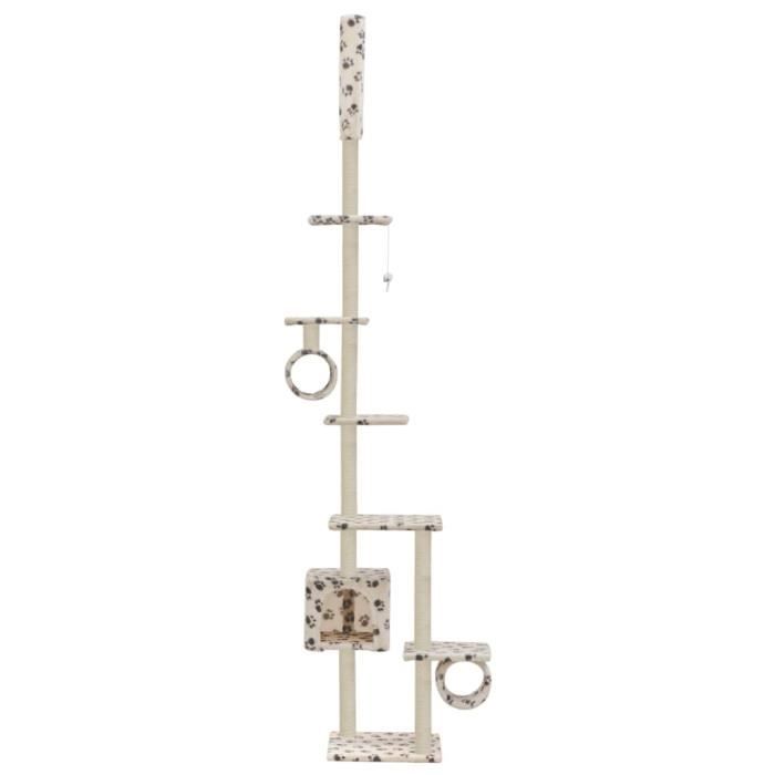 VidaXL Arbre à chat avec griffoirs en sisal 260 cm Beige Motif pattes