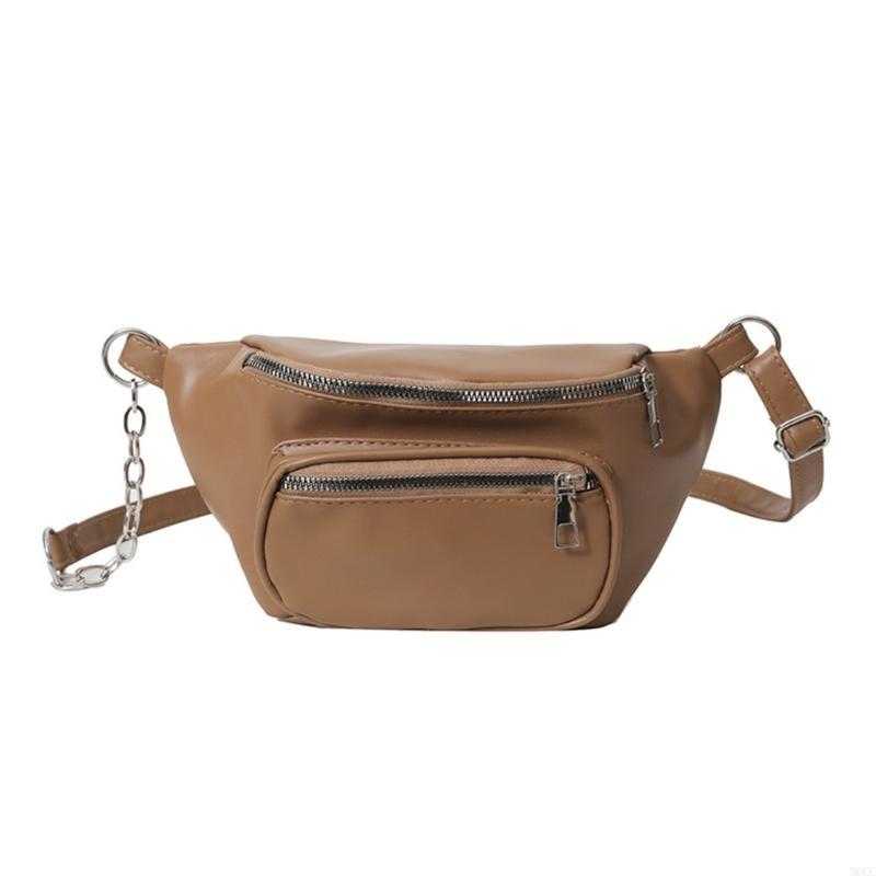 New Fashi PU Leather Chain Waist Bag for Women - Crossbody Chest Bag
