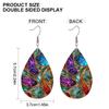 Chic Boho Palace Style PU Drop Dangle Earrings for Women, Vintage Floral with Geometric Double Sided Hoop Earring, Women's Fashion Drape Earrings