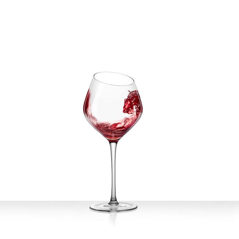Slanted Burgundy Red Wine Glass Set