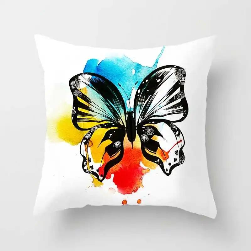 Office Living Room Home Pillowcase Watercolor Butterfly Pattern Pillowcase Car Ornaments
