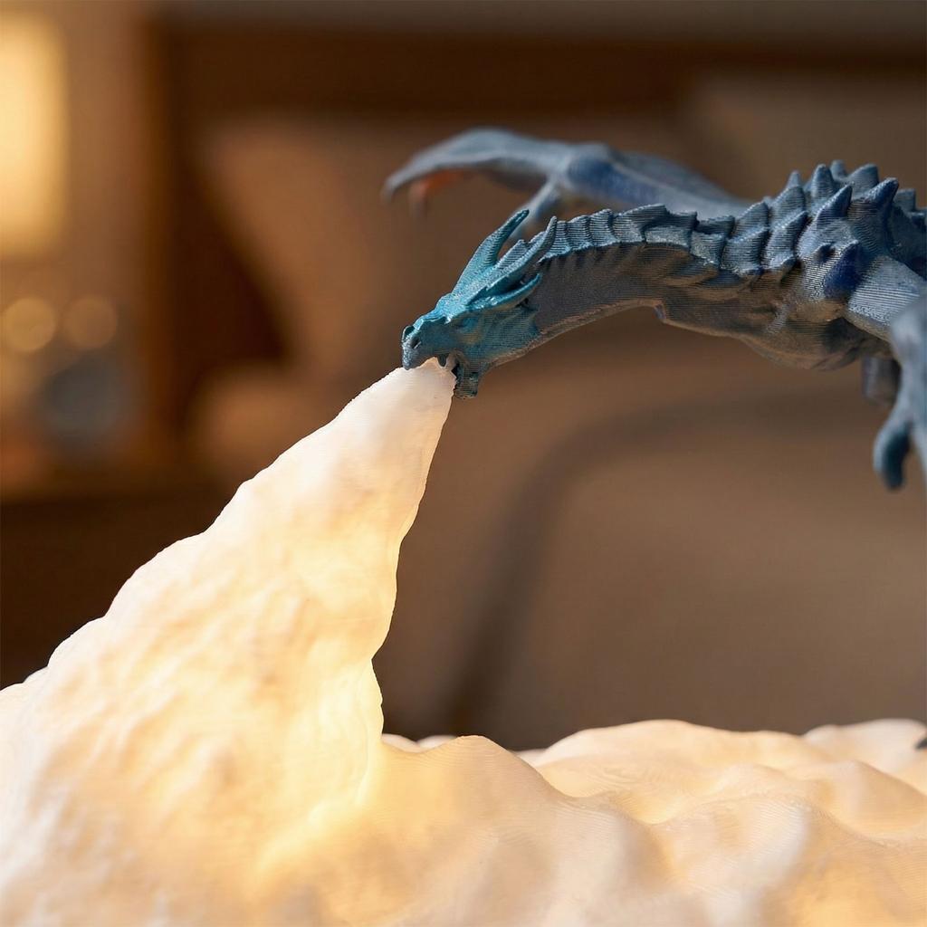 3D Printed Dragon Figurine with LED Night Light Creative Electronic Decorative Desk Lamp for Home Office Display and Gift