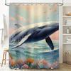 Mystic Ocean Whale Waterproof Shower Curtain With Artistic Deep Sea Design And High-Quality Material For Bathroom Decor