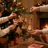 Weihnachtsgeschäft Fensterdekorationen Holz Lebkuchenstil Ornamente mit natürlicher Hanfschnur, Retro Festliche Hängende Weihnachtsbaum Anhänger für Zuhause