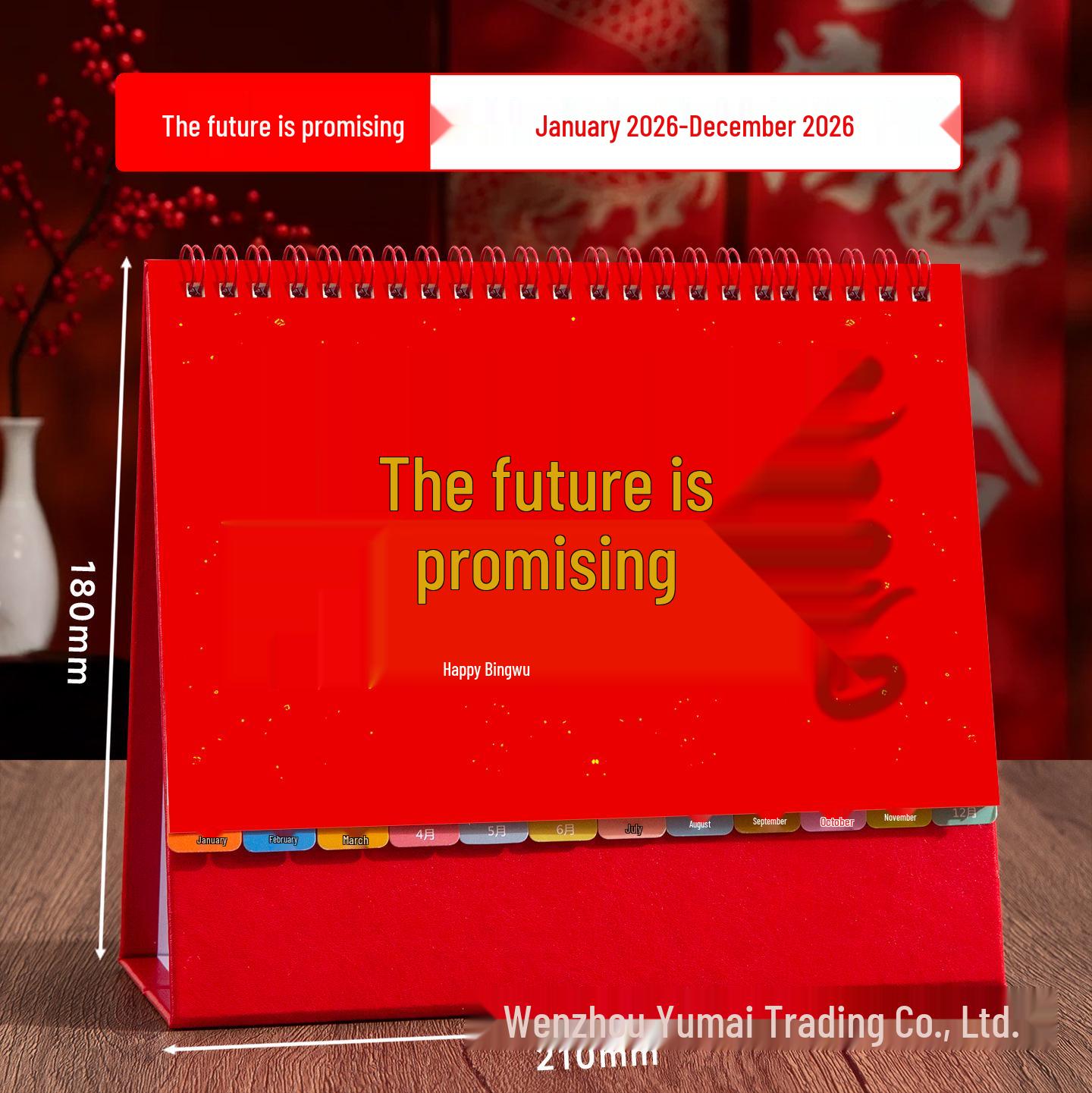 

2026 Chinese Style Festive Desk Calendar: Creative Ring-bound Office Memo Ornament Business Gift 2026