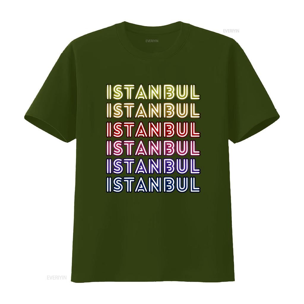 Istanbul City Proud Travel Text Neon Lights Design Classic Fit T Shirt vintage Washed Slightly designer clothes Stylish Soft