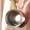 Stainless Steel Coffee Pot with Lid Chocolate Butter Milk Cup Coffee Tea Melting Jug Moka Pot for Office Home Kitchen