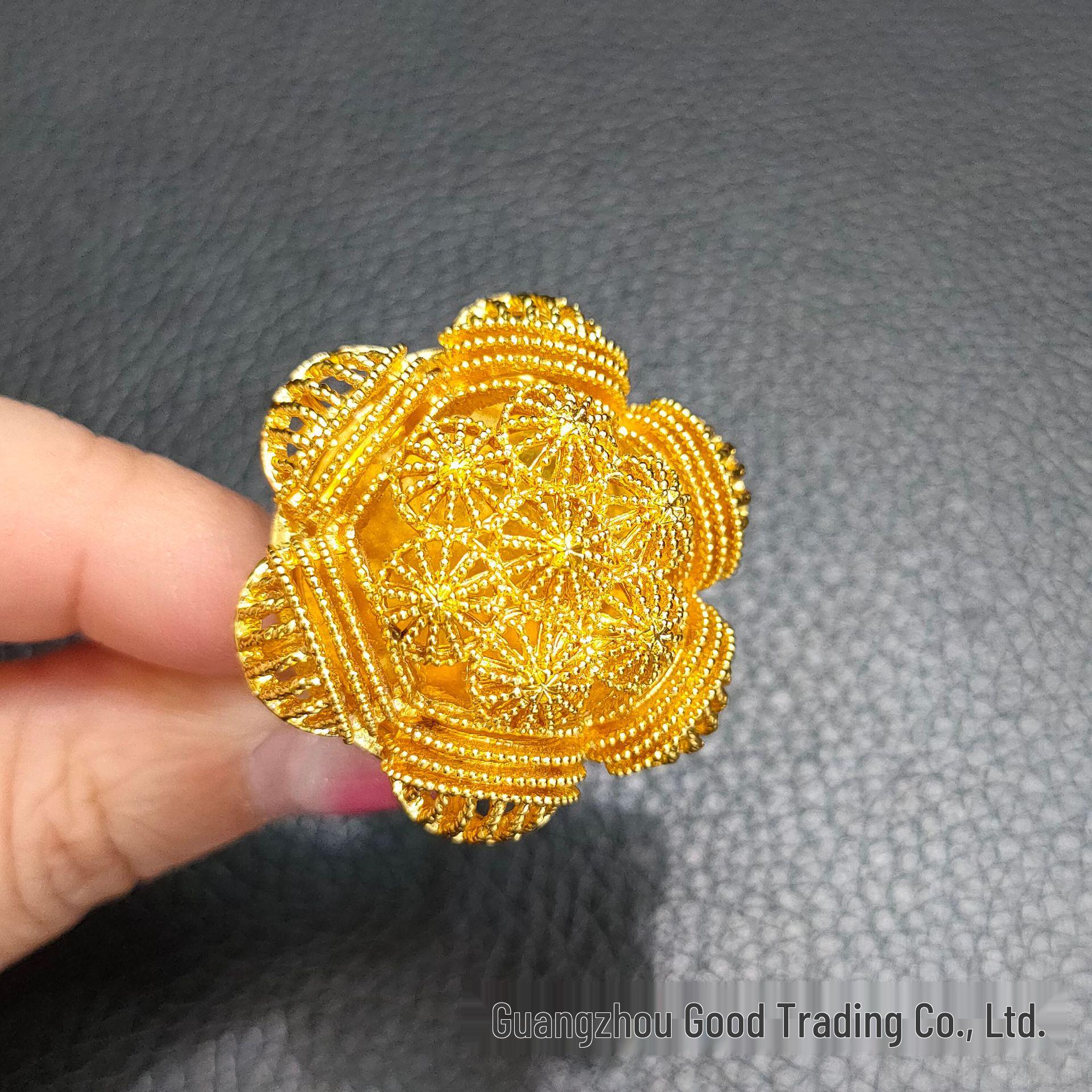 

Кольцо из филиграни 24-каратного золота в дубайском стиле - Индийские свадебные ювелирные аксессуары Open Adjustable