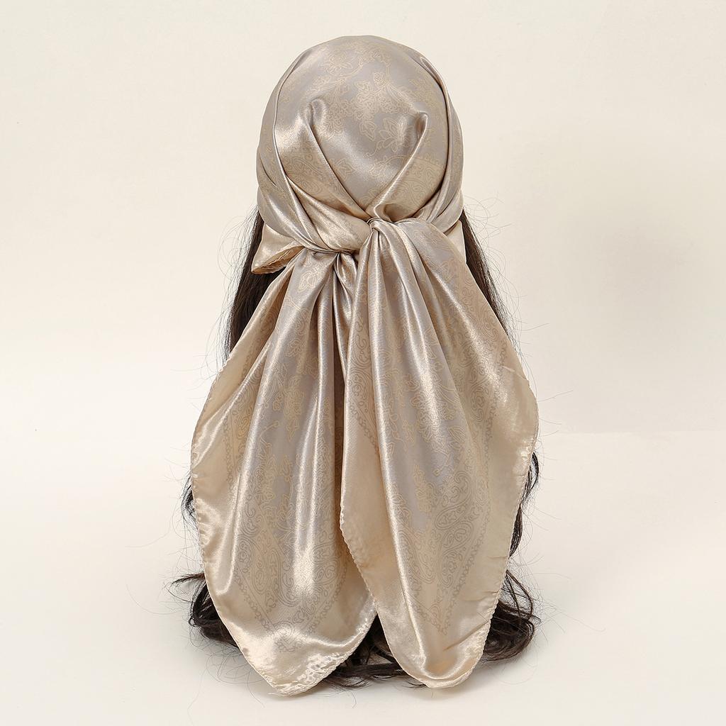 90*90 Cm  Solid Color Cashew Printed Silk Scarf Fashionable Versatile Square Scarf 90 Shawl With Multiple Colors Available