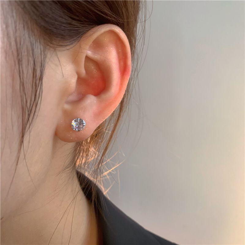 

S925 Entire Sterling Silver Sleep Ear Bar Fancy Zircon 6mm pair