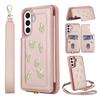 For Samsung Galaxy A36 5G/A56 5G Case Embroidered Tulips PU Leather Card Holder Back Cover with Shoulder Strap/Wrist Strap