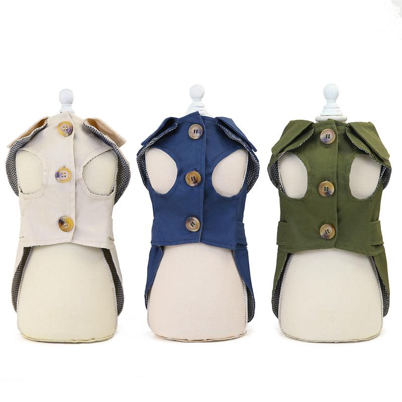 British Style Dog Coat Jacket Short Sleeve Pet Clothes Kahai Green Dog Trench For Small Dogs Yorkie Chiwawa Clothing Apparel Xxl