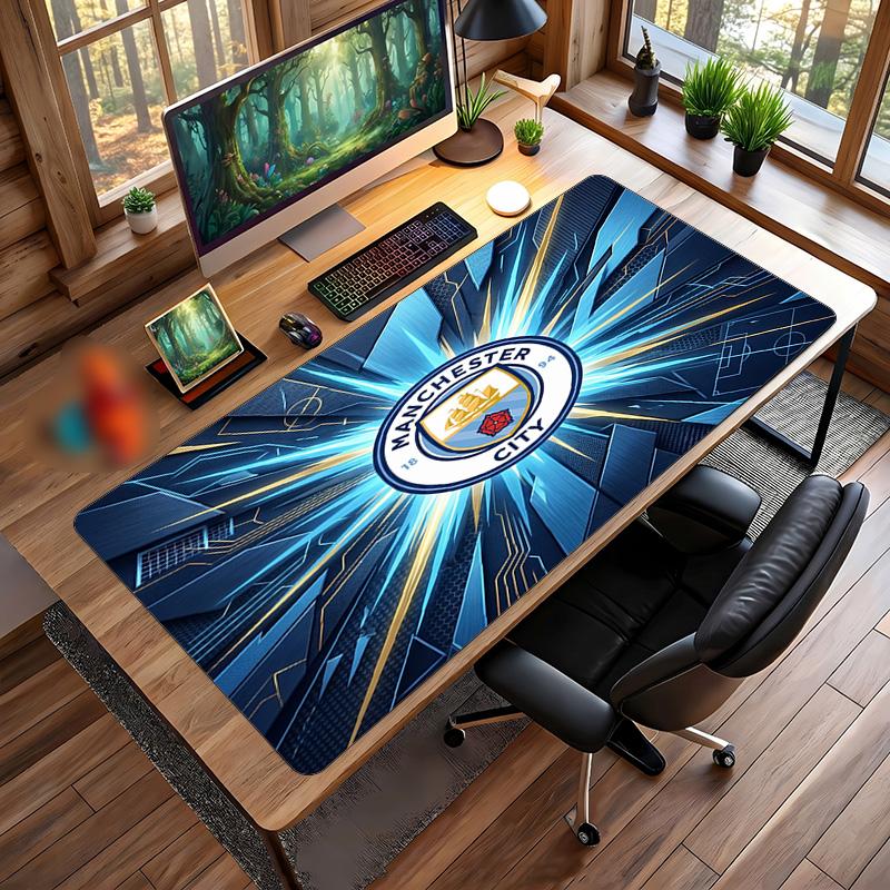 Tappetino per Mouse Grande Stampato Manchester City, Tappetino Morbido in Gomma Antiscivolo per Scrivania da Gioco per Ufficio Laptop Computer Decorazione