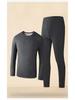 2025 Men's Extra Thick Mulberry Silk & Wool Fleece-Lined Warm Underwear Set for Autumn/Winter