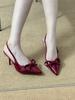 Fashion Baotou sandals 2025 spring and summer new bowknot high heels fairy shallow mouth stiletto Korean version ladies