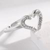 Women Ring Adjustable Open Heart Shape Finger Ring with Cubic Zirconia Semi-Inlaid Design Formal Wear Jewelry Gift