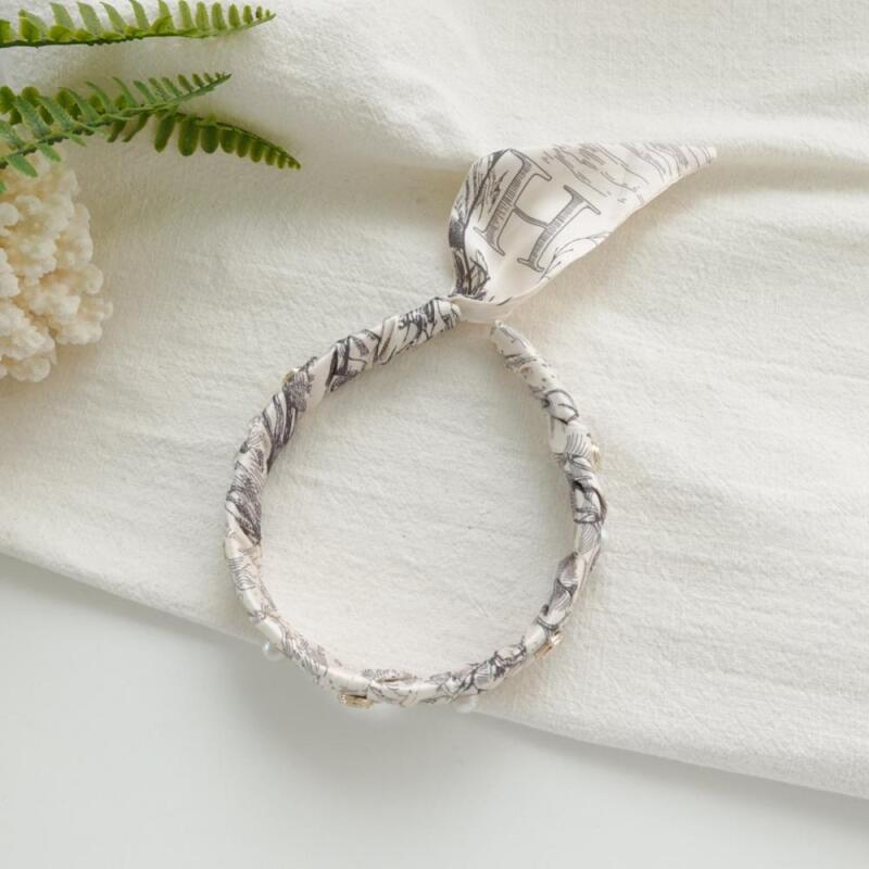 Zunroy Lettering Headband Gold Beaded Pearl Bandana Summer Women pink